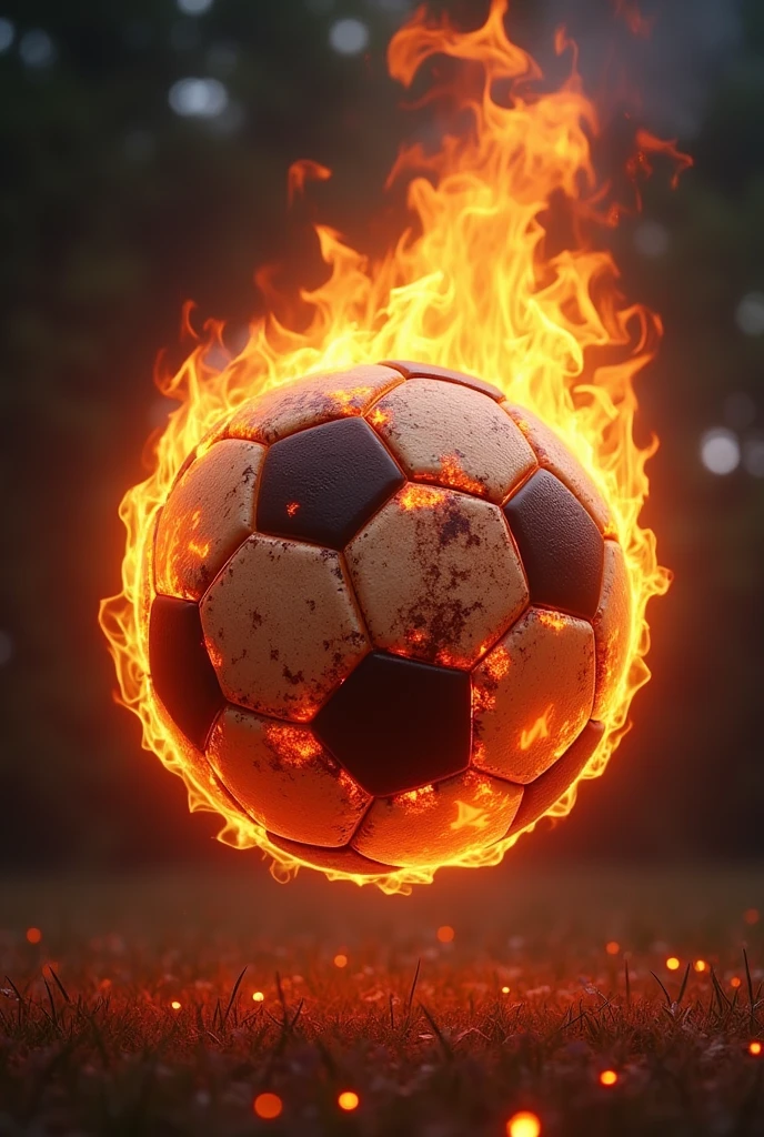 a soccer ball on fire
