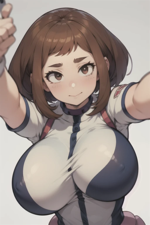 Selfies perspective ochako uraraka big breast white background