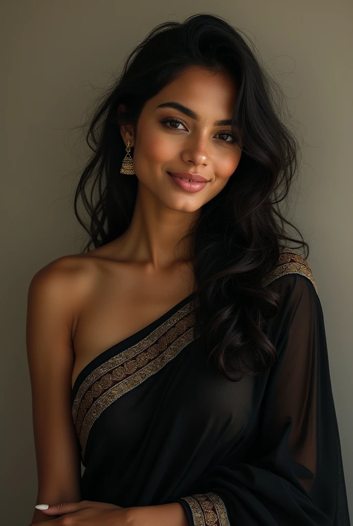 Beautiful Bengali girl with black saree 