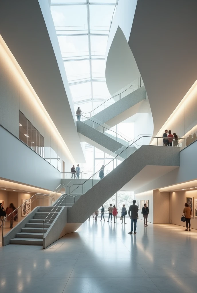zigzag ramps in a two-story museum