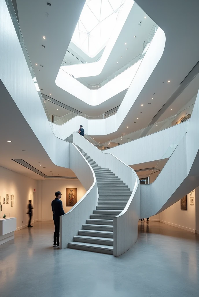 zigzag ramps in a two-story museum