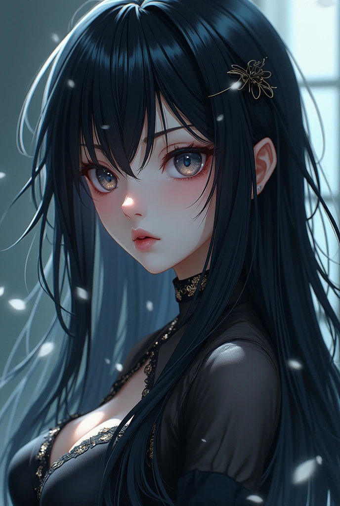 anime hair dark black color olo hair