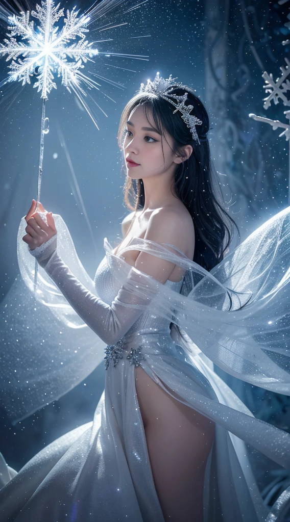 Snow style, Ethereal fantasy concept art of {(Sparkling snow fairy with icicle crown spinning in the air, Transform the cold air into charming snowflakes. They built a crystal palace for the grand Christmas ball,A winter ballet begins.:1.4), Center, symmetry, Disney style, detailed digital art by greg rutkowski and thomas kinkade, Popular on artstation, CG Society, both sides, 8K, HD, detailed, high resolution, Movie, Unreal Engine 5, 4k UHD image, Octane Rendering, epic angle and pose, 3d, Depth of Field, Charming pattern, 创造sex实验, Glowing Magic Trail, Global Illumination, Movie light, epic shot, Festive colors and diffused lights, The award-winning, professional, masterpiece, sharpest, UHD, HDR, 8K} . Gorgeous, Heavenly, Ethereal, sex, epic, majestic, magic, Fantasy Art, Cover Art, Dreamy,