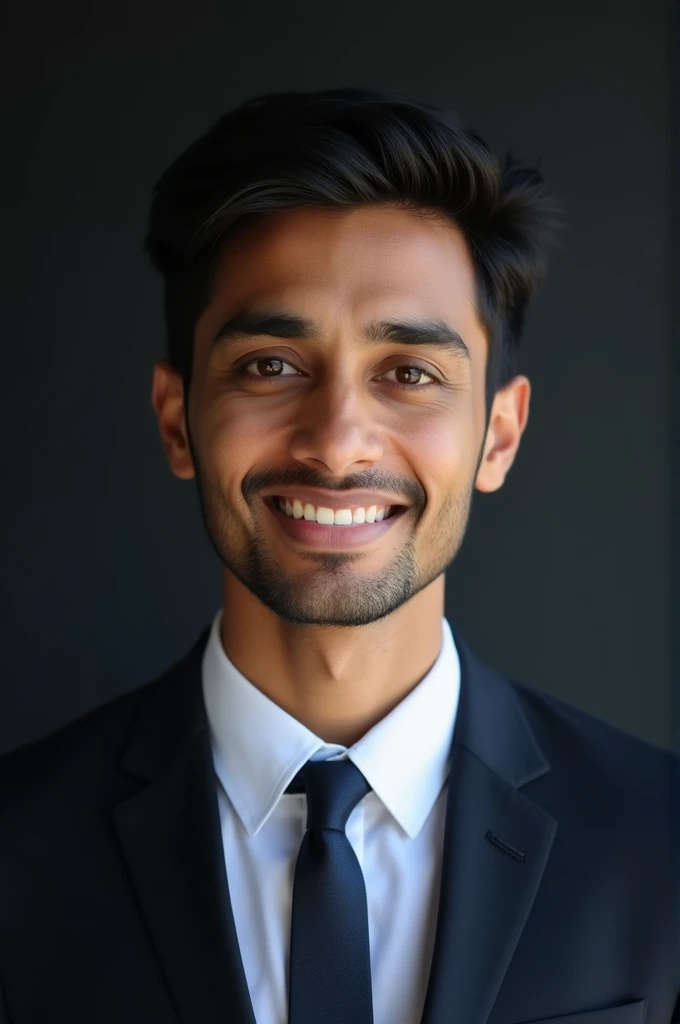 20 years old desi boy for LinkedIn profile formal dress and hd quality image and background black