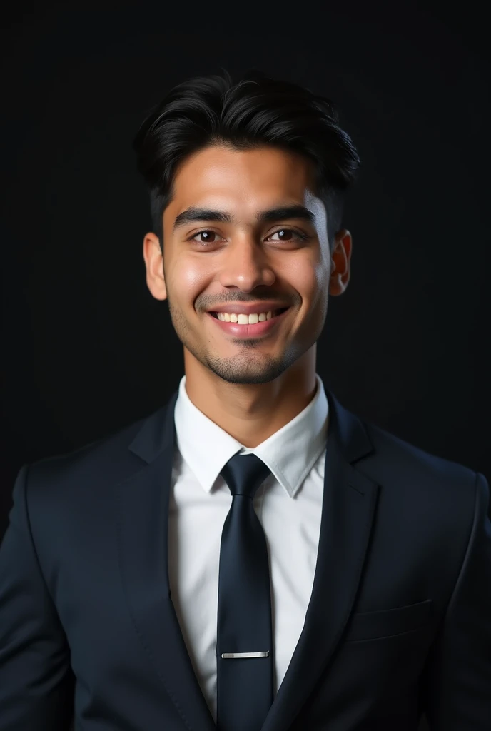 20 years old desi boy for LinkedIn profile formal dress and hd quality image and background black