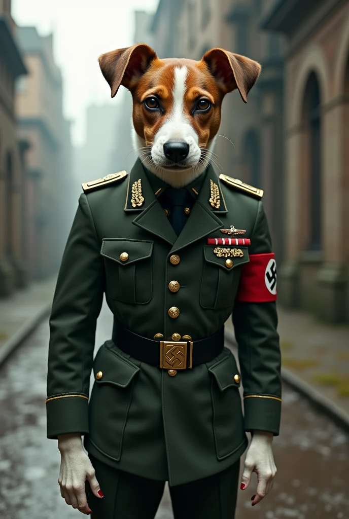 Jack russel dog in nazi germany uniform
