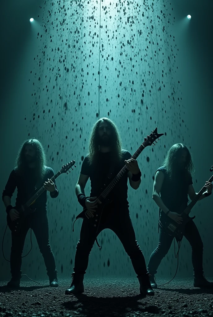 Make a video of metalcore band imminence playing while it rains black pellets.