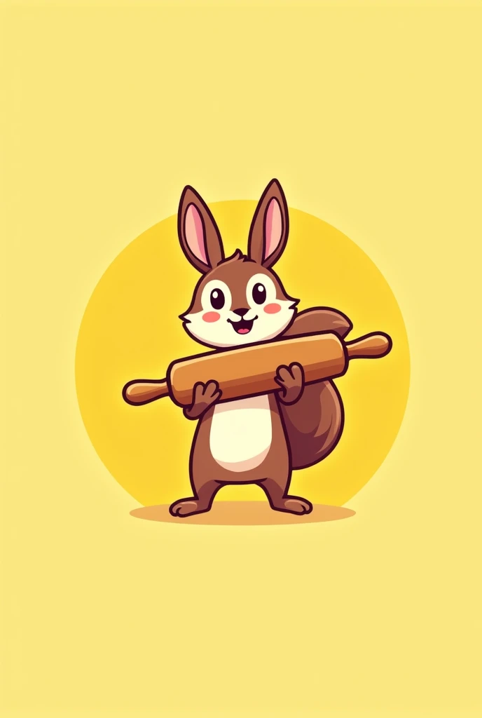 I want an animal for a logo where it has a rolling pin in its hands and the background is yellow and the restaurant is called "a thousand whims"