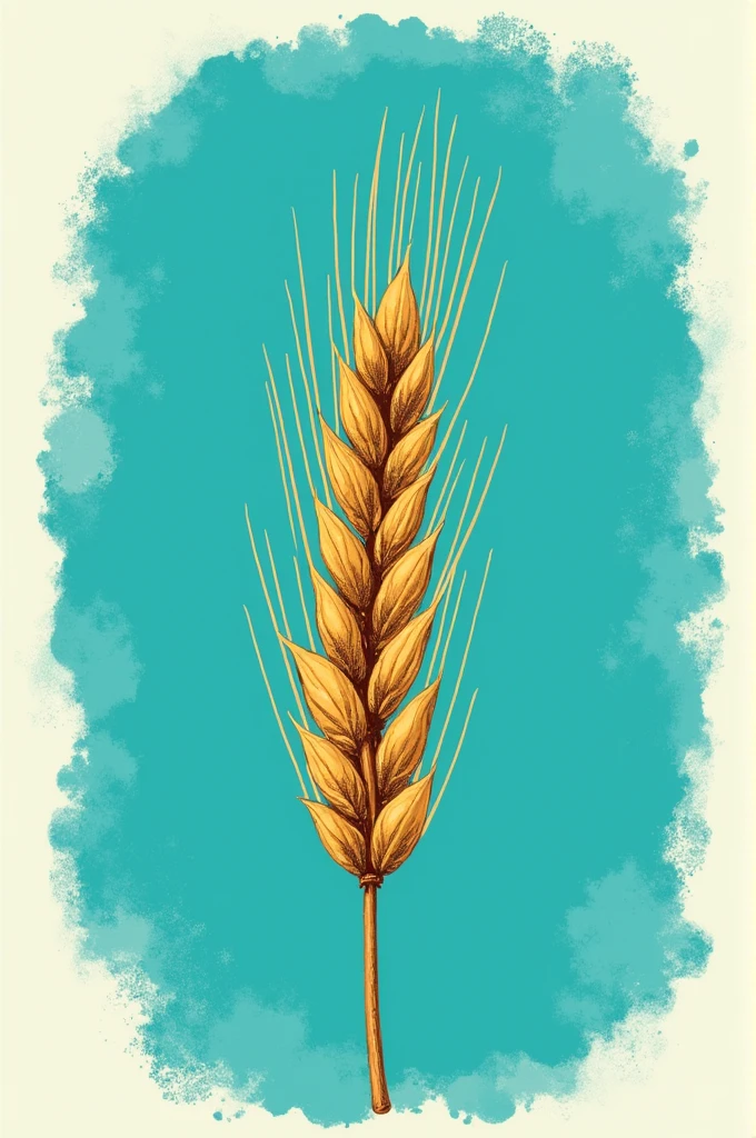 White vintage logo 1 Andean wheat spike with turquoise background