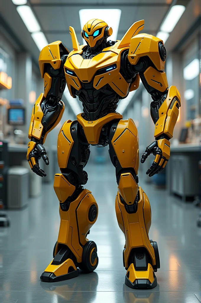 Create a photo for me for a robotics team called Bumblebee make it very cool robotic style