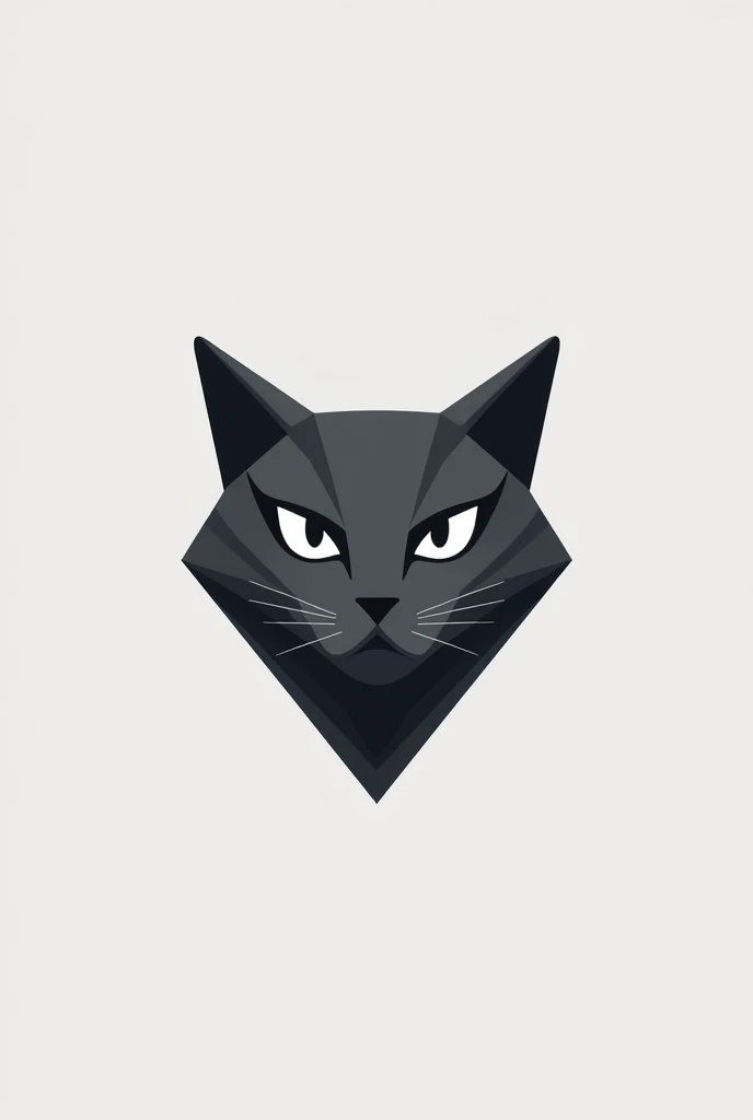 Create a modern and stylish logo with a stylized cat head. Add depth and dimension by using shades of gray. Logo, Let it express power and elegance with its clean lines and abstract form..