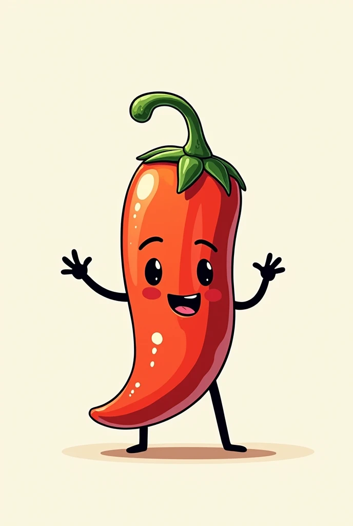Chili in sushi costume in simple cartoon