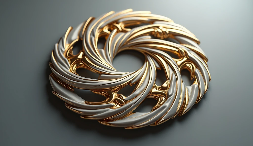 Create a realistic 3D image that displays a beautiful and realistic round logo. The logo must use gold and white, gray and gold. The logo background must display text that says waltonathletic24.com. 3d render, photo, realistic, illustration, painting, dark fantasy.