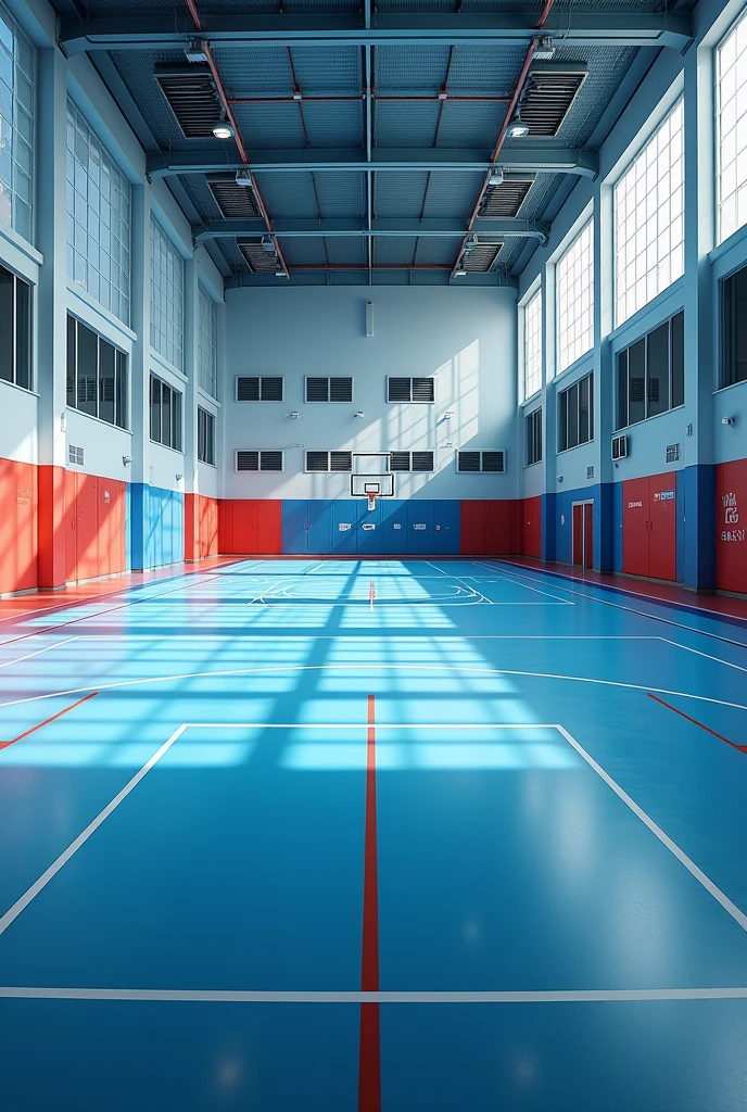 A sports court with ventilation inlets 
