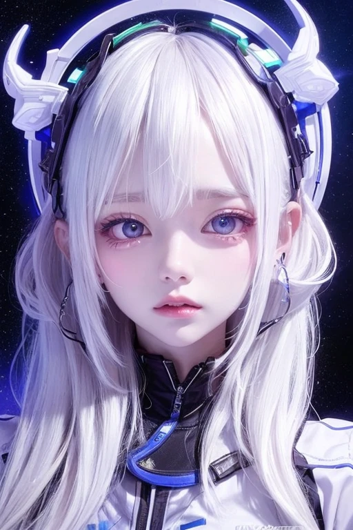 1 Girl、White hair、long、universe、Silver dress、Neon Genesis Evangelion、The vastness of the Milky Way、Milky Way、