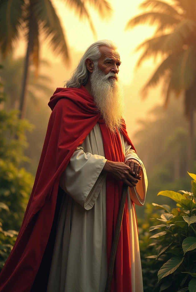 wise saint domingo with white dawn, red cape and red singlet 