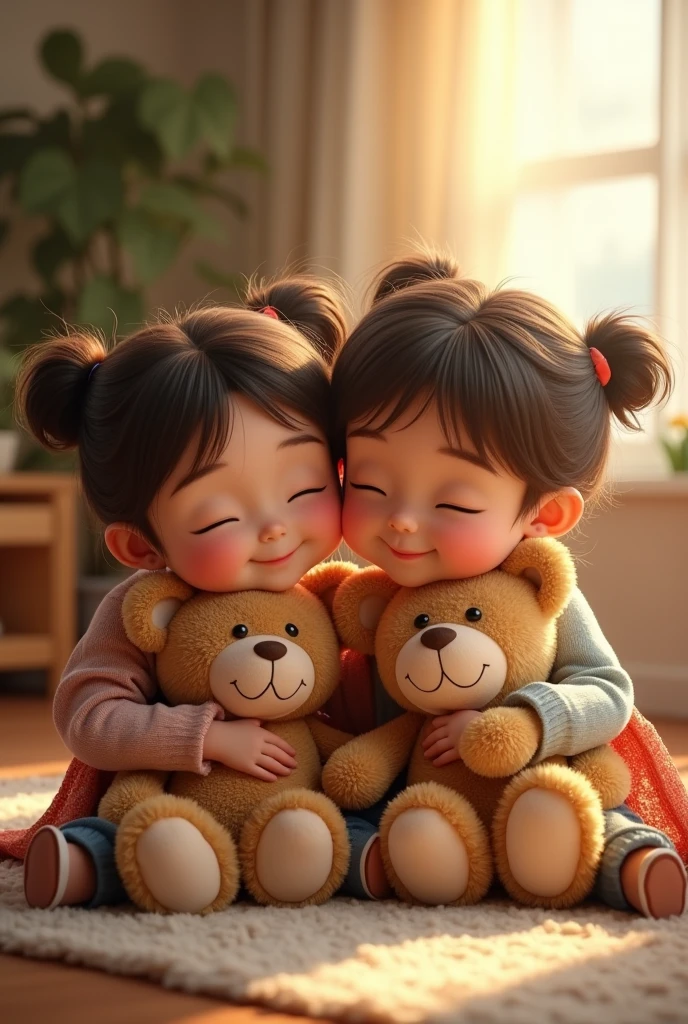 real children of various ages with teddy bears