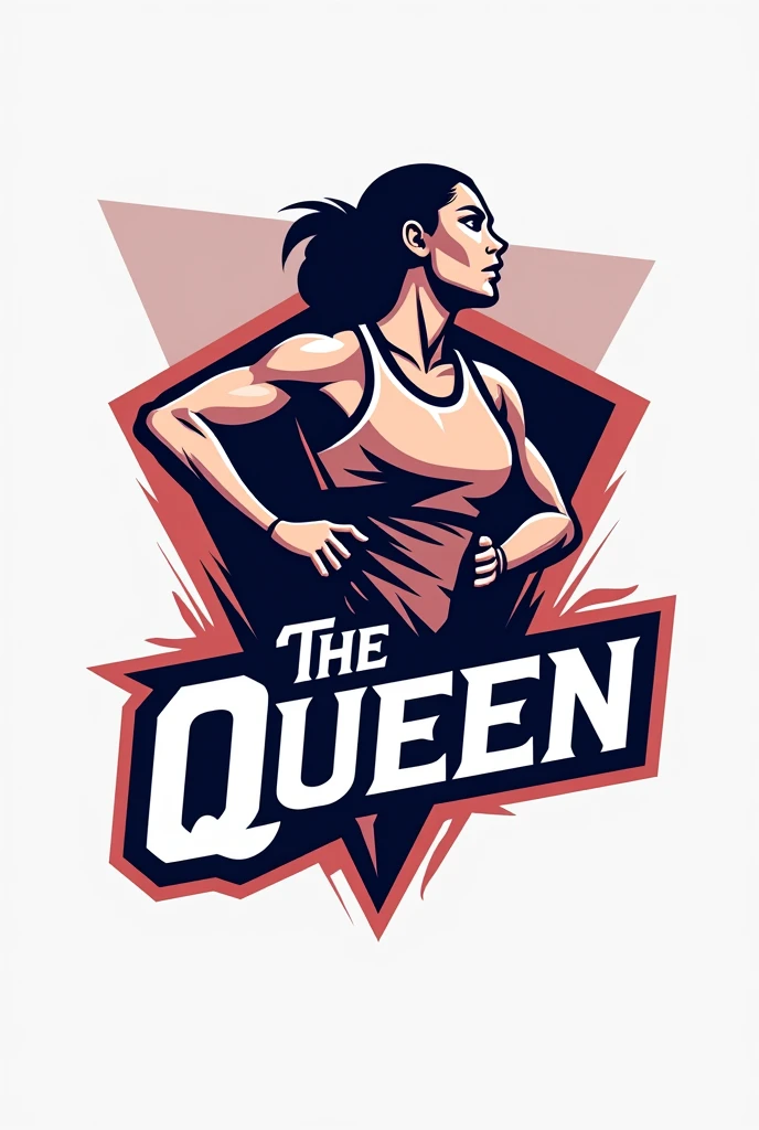 create a logo for a women's volleyball team called "The Queen", The logo should have a dynamic and modern look, Include the team name in a sleek, modern font.