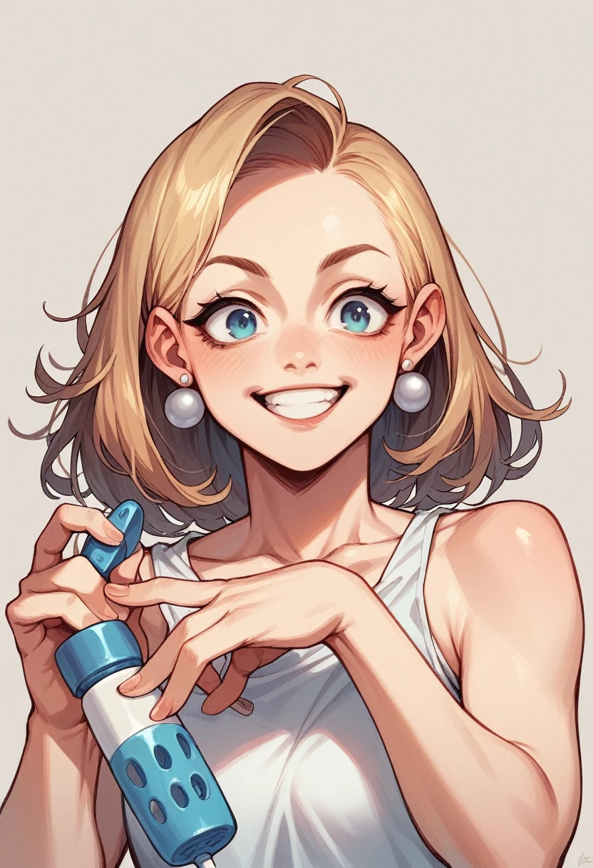the girl with the pearl earring smiling with a toothpaste