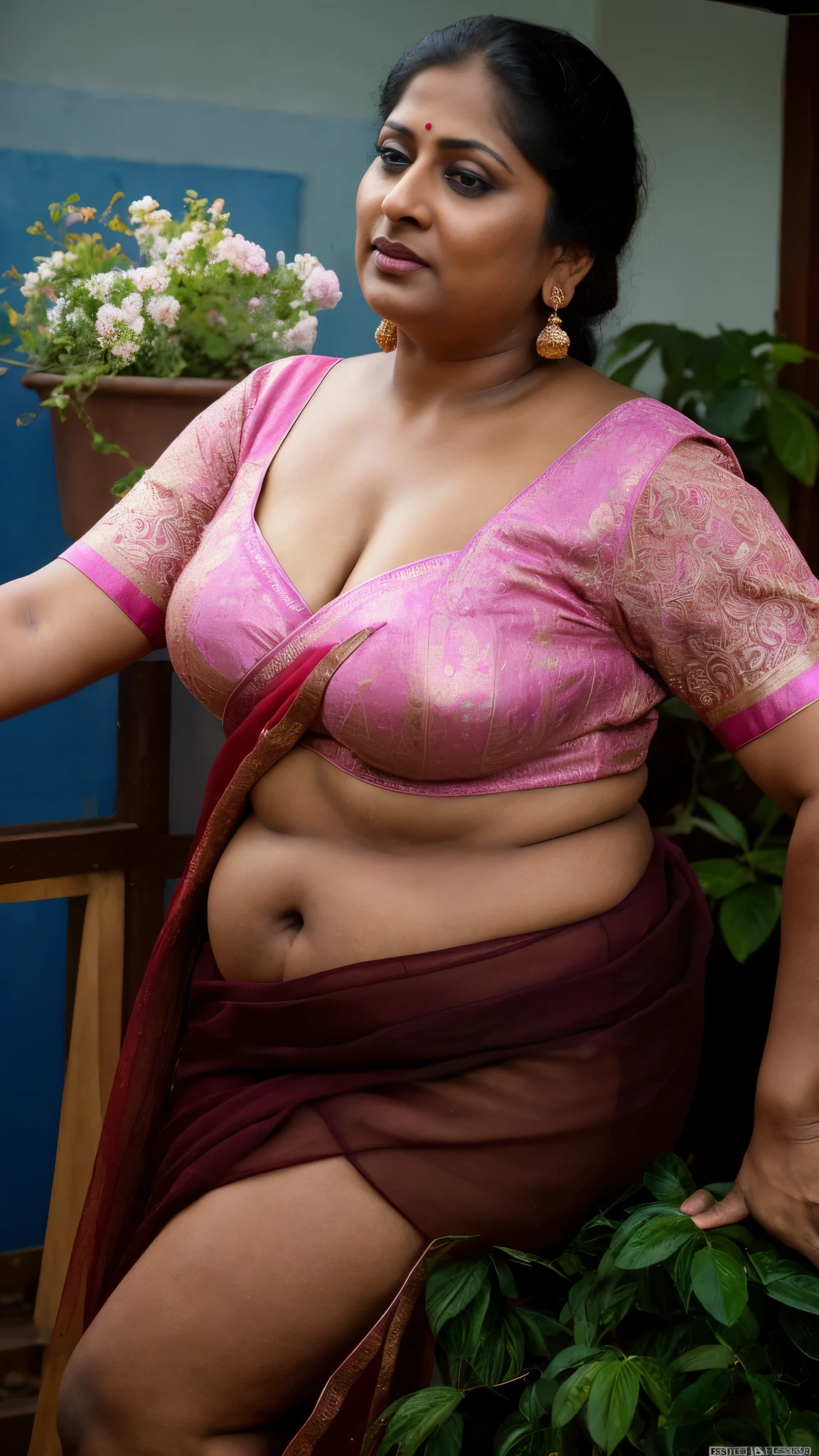 Foto RAW, photorealistic, true milf, mature wrinkles skin, tanlines, photography, full body shot, 70 years old Woman, nadhiya moidu, hot nadhiya mommy, master shot, perfect eyes, goddess like beauty, nadhiya momma, nadhiya amma, pierced eyes, perfect thick chubby mallu Desi aunty bhabhi, Wearing a Stanapatta, a chest-band.Saree model, model Photography, Indian saree shoot, Indian traditional wear advertising photography, traditional wear brand shoot, face of indian chubby milf actress Nadhiya or Nadia Moidu or Nadiya moidu, masterpiece, realistic, realism, incredible details, pleasure, photorealism, detailed skin, skin pores, high contrast, photorealistic Artstation 8k HD digital art trend of high definition and detailed realistic skin texture, ultra detail, realistic skin texture, armature, best quality, ultra high definition, (photorealistic:1.4),, high resolution, detail, raw photo, sweat, Re sharp, by Lee Jefferies Nikon D850 Film Stock Photo 4 Kodak Portra 400 Camera F1.6 Lens Rich Color Ultra Real Realistic Realistic Textures Dramatic Lighting Unreal Engine Trending at Art Station Cinestill 800,(pele altamente detalhada: 1.2), 8k UHD, DSLR, soft-lighting, alta qualidade, grain of film, Fujifilm XT3,she didn't like to wear blouse or bra, she is happy to wear only saree, she hates blouse or bra, detailed hairy armpits, hyper realistic skin, skin pores, sweat, veins on the body, skin texture, freckles 0.2, RAW photo, astounding details, professional fashion photography, photographed by master photographer, insane skin texture details, bulky figure, plus size Indian aunty, chubby Indian housewife, Indian desi Mature widow aunty, queen of seduction, tempting jiggly figure, appealing body language, she wants to alleviate his loneliness, she wants to be a sugarmommy, mature aged beauty, true mature goddess, visible few wrinkles stretchmarks, few tanlines in her face, She is the mother of four sons, erotic fantasy,