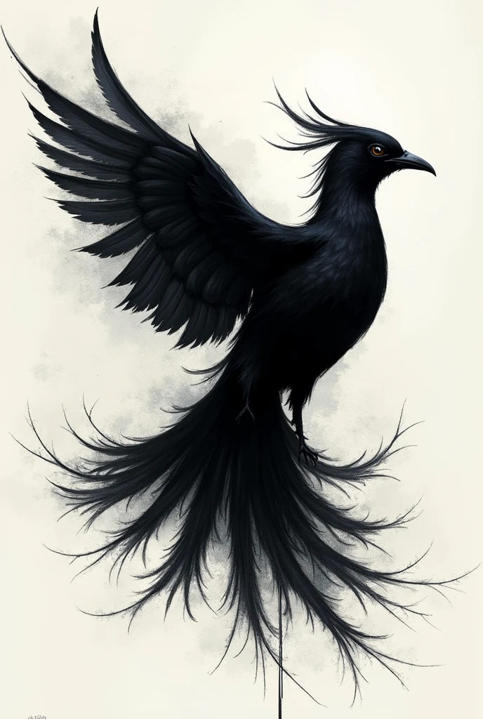 A black bird artwork with the 7 principles of art 
