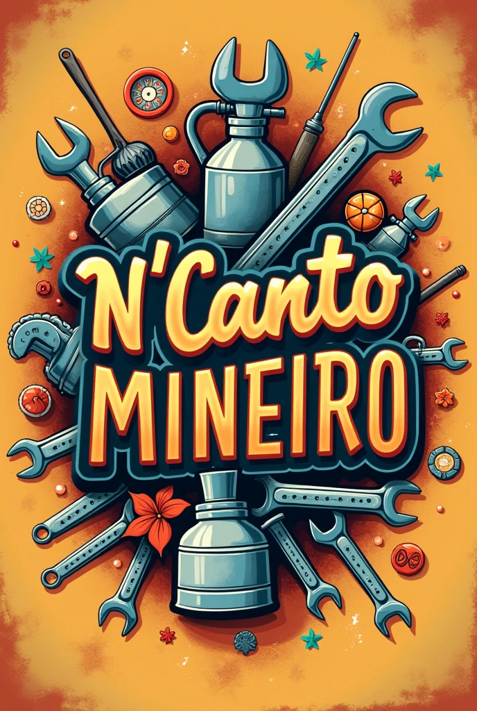 Generate a banner for a snack bar called "N&#39;Canto Mineiro" with touches of a snack bar and mechanic&#39;s workshop