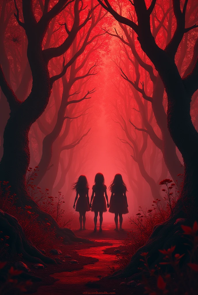 Generate a book cover whose title is “Children of Blood” the cover must contain a red forest