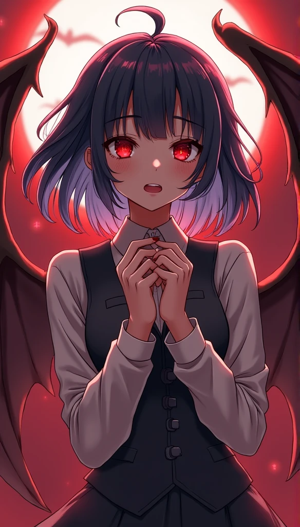 Perverted man resurrected as Nagisa, 'I am Nagisa', possessed Nagisa, glowing red eyes, perverted evil grin, in bedroom, 'this is my body now', nsfw, happy, Holding Mask with Nagisa's face, wearing pajamas, small breast, horror settings, dark background