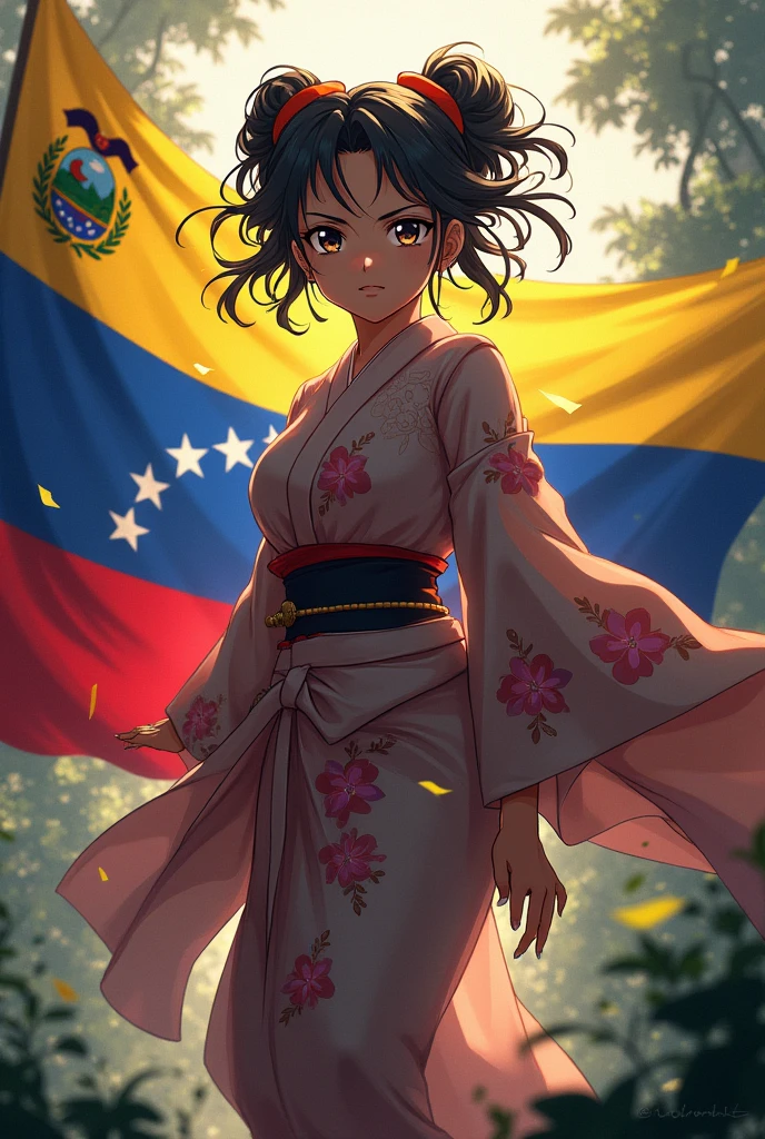 Nezuko&#39;s Kimetsu no Yaiba with the bandera of Venezuela 