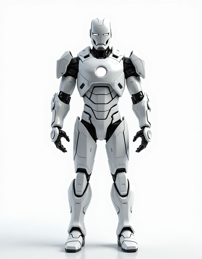 Generate a concept in AI,AI,Half Body,Mecha like ironman fullcolor white armor,Technology,Surreal, white background