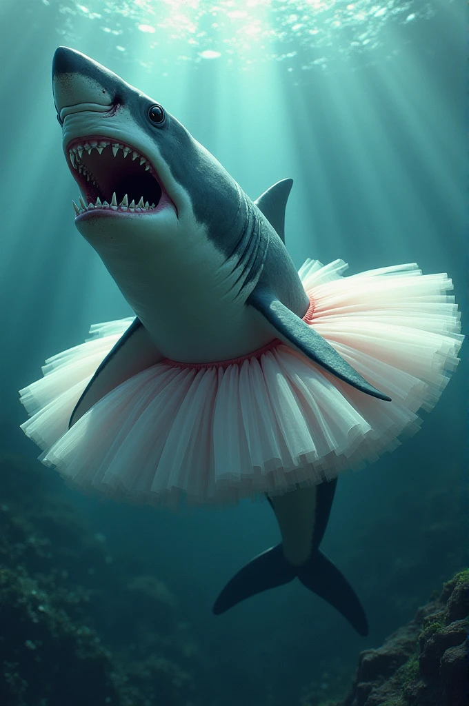 A megalodon in a tutu 