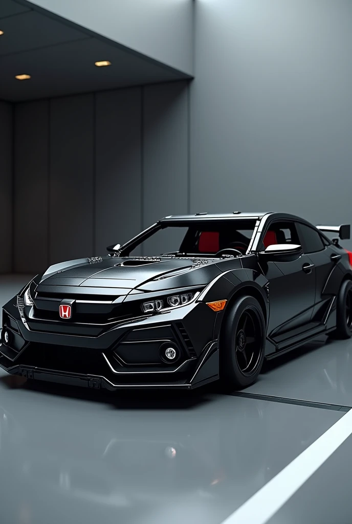 A 8th generation Honda Civic Si made of black Lego