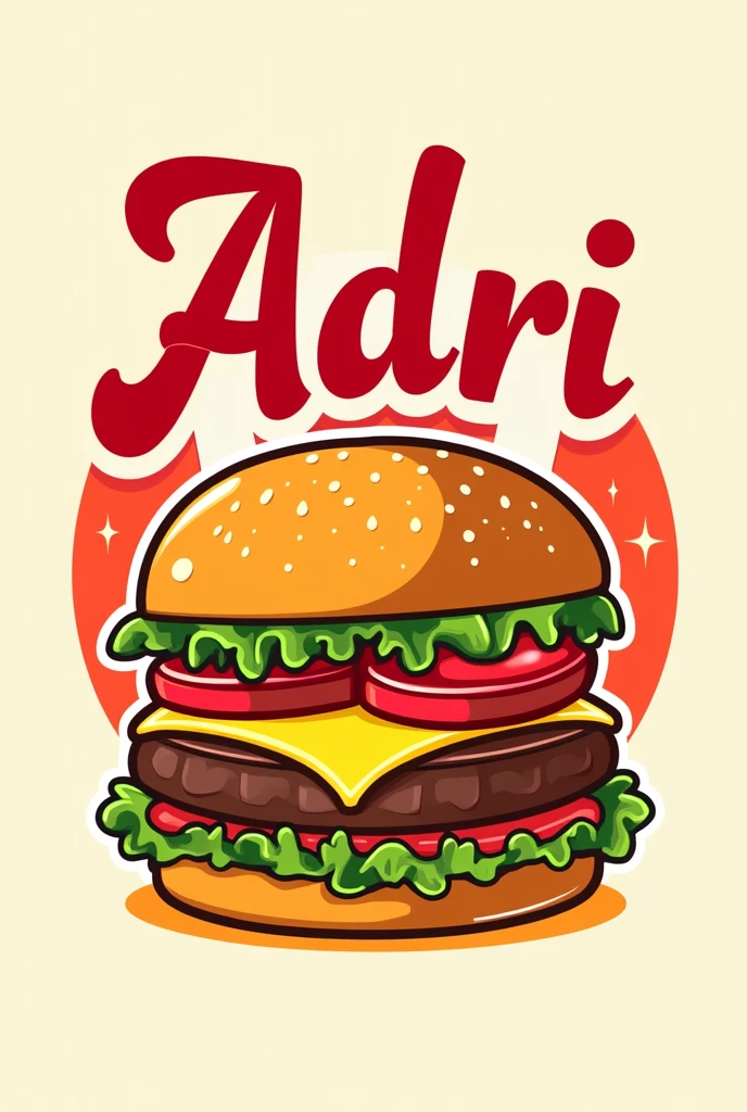 I want a logo for a burger joint. Logo name: Adri burger, bright colors: red, yellow