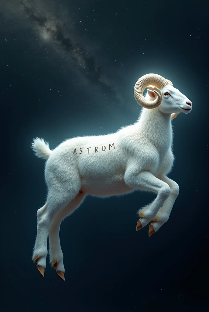 White ram in space and the inscription astrom