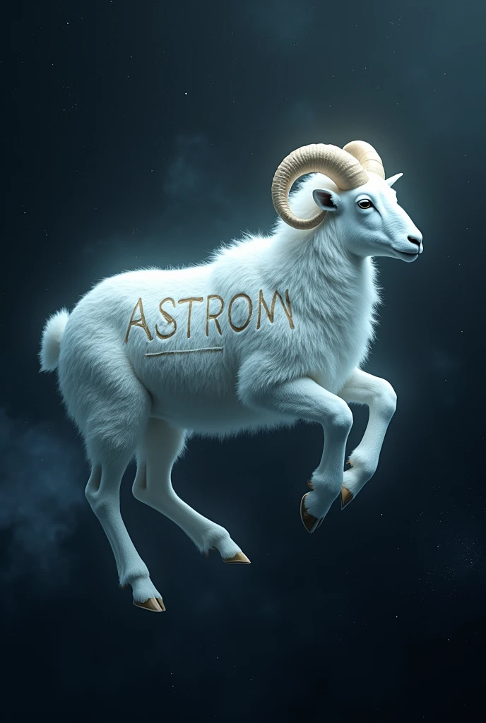 White ram in space and the inscription astrom
