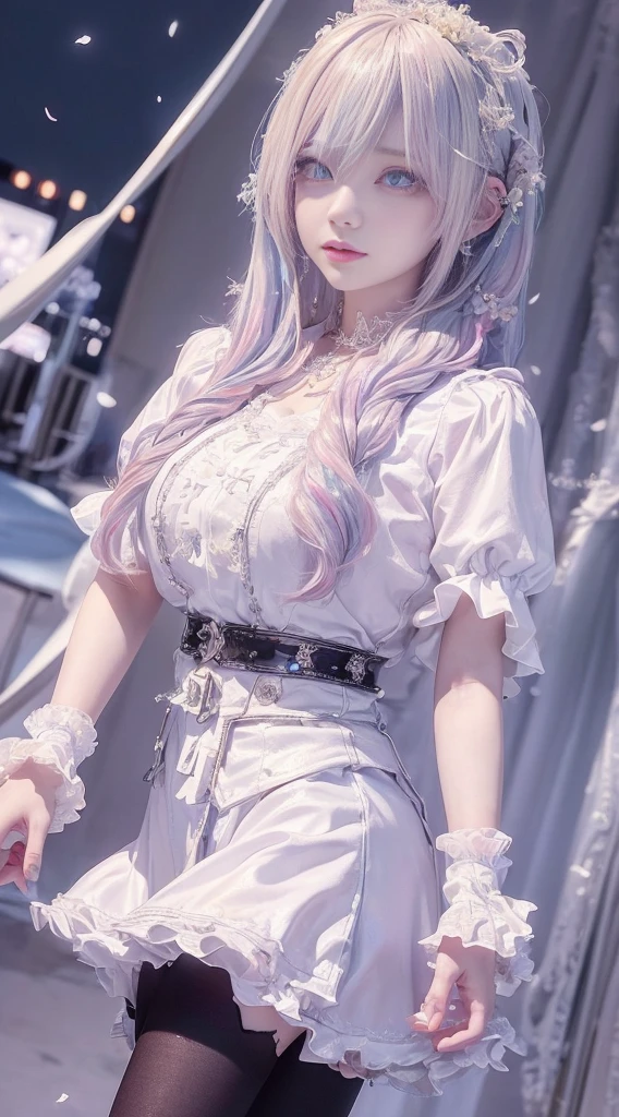 black hair, Super detail skin, gradient hair, pink hair, light blue hair, Surrealism, blending, close-up, 8k, textured skin, textured skin, textured skin, textured skin, textured skin, high details, best quality, 4K, highres