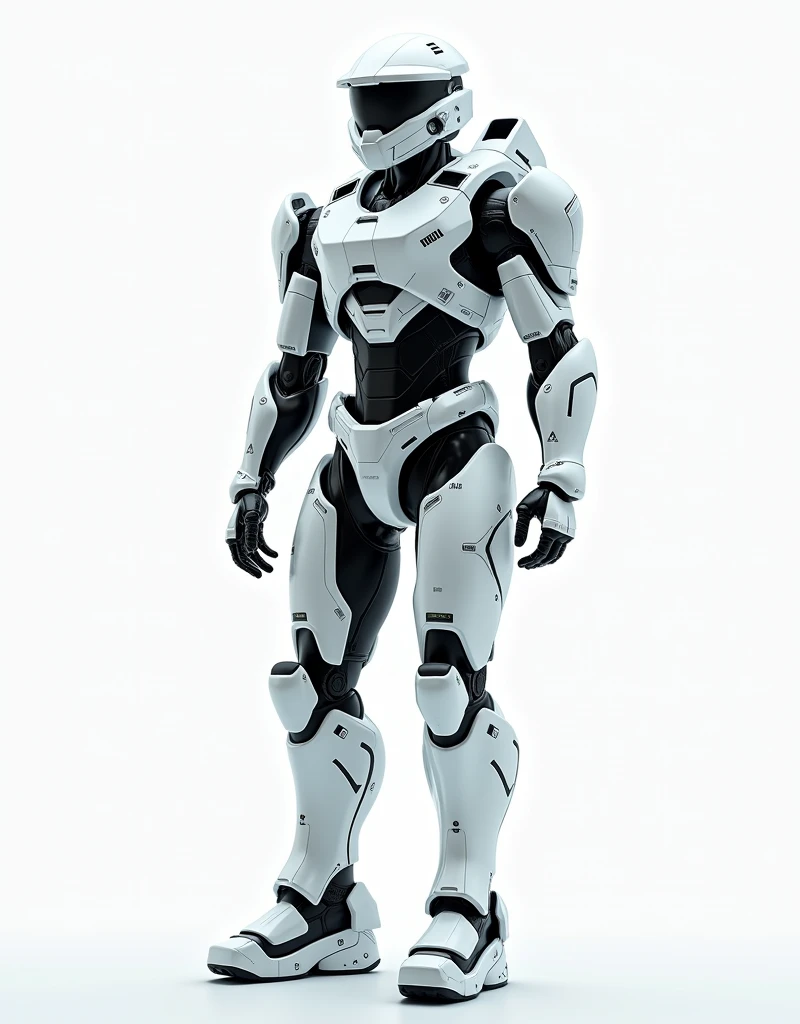 Generate a concept in AI，AI，Half Body，Mecha like halo's masterchief fullcolor white armor，Technology，Surreal, white background