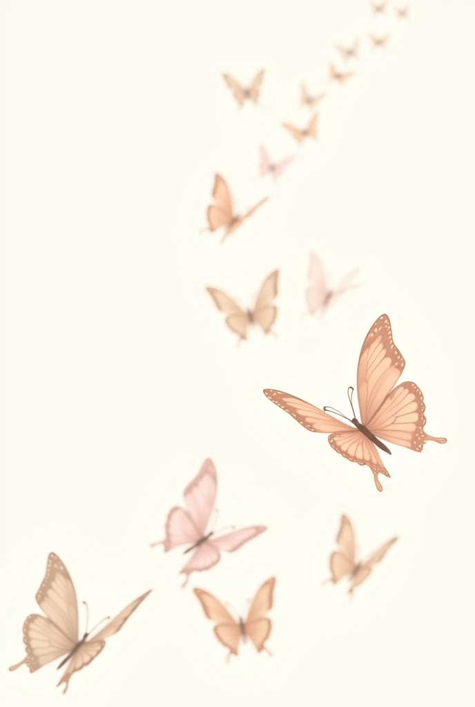 Hazme una illustracion animada de un conjuto de mariposas en fondo white, pixar 2d style, in sublime and warm pink colors, white, the beig, and with first communion style