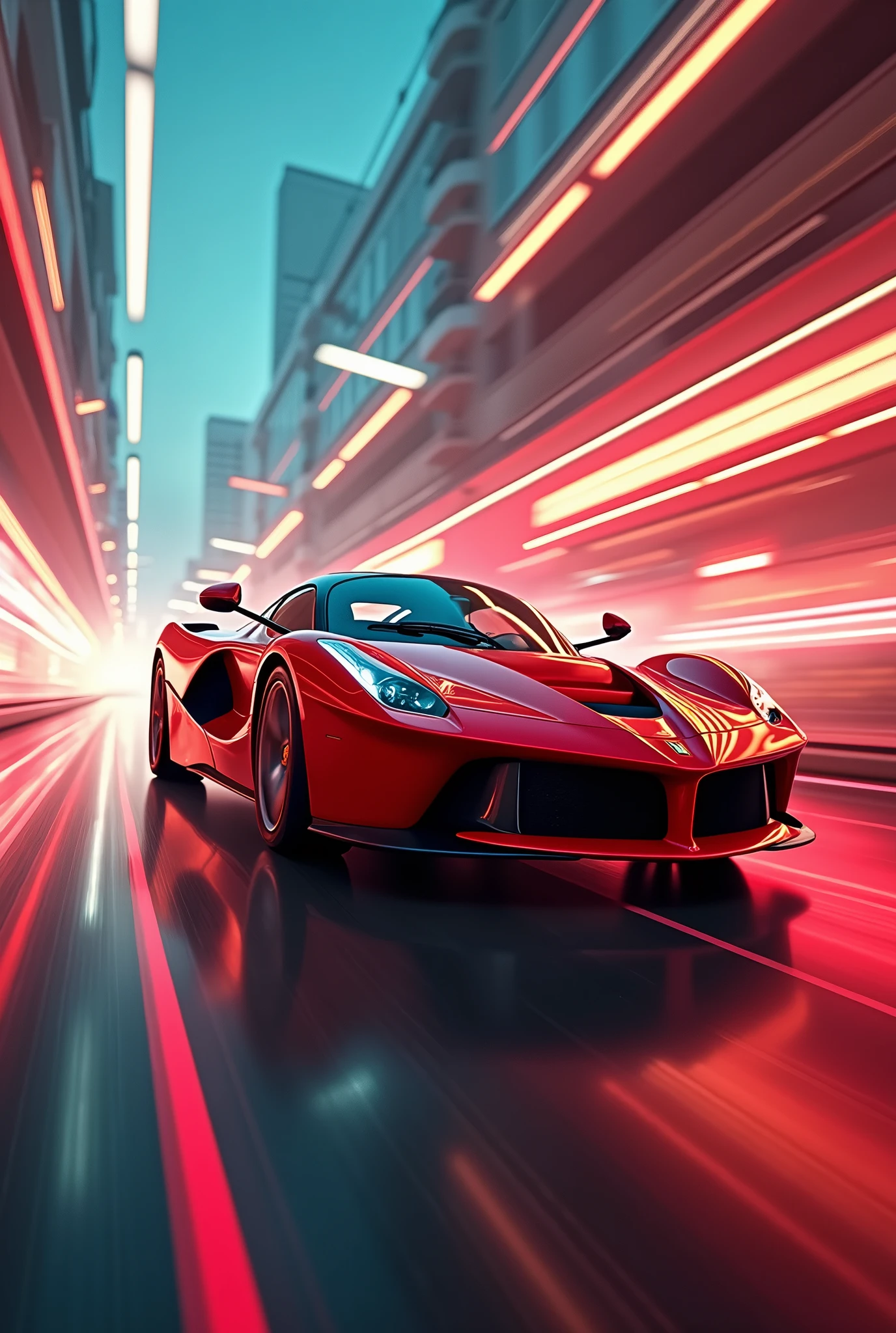 create a race between ferrar laferrari color red, oldtimer, bright, colorful pictures in a photo album, design by retrofutur2, Studio lighting, Volumetric lighting, god rays, CarHelper, PhotoHelper, Perfect composition