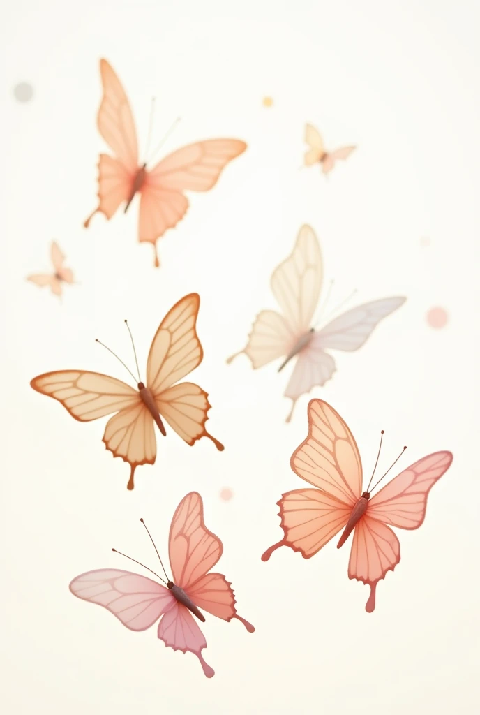 Hazme una illustracion animada 4 de mariposas en fondo white, 3d pixar style, in sublime and warm pink colors, white, the beig, and with first communion style