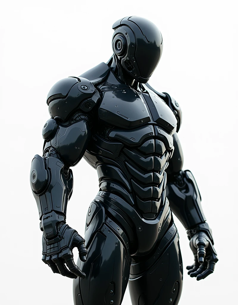 Generate a concept in AI，AI，Half Body，Mecha like Marvel's Hulk full color black armor, cyberpunk hi tech helmet, Technology，Surreal, white background