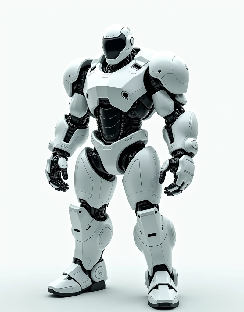Generate a concept in AI,AI,Half Body,Mecha like Marvel's Hulk full color white armor, cyberpunk hi tech helmet, Technology,Surreal, white background