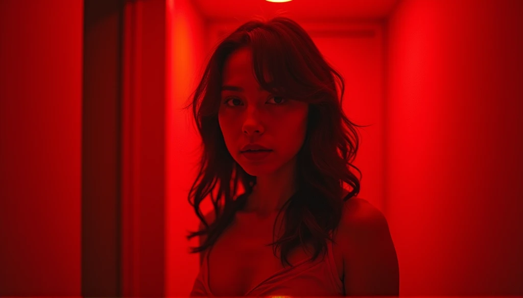 3 Japanese mature women、 analog film photo, (Create a realistic and photorealistic photo image)、whole body、underwear, Dark room、Red lighting、blur, tint, depth, nsfw