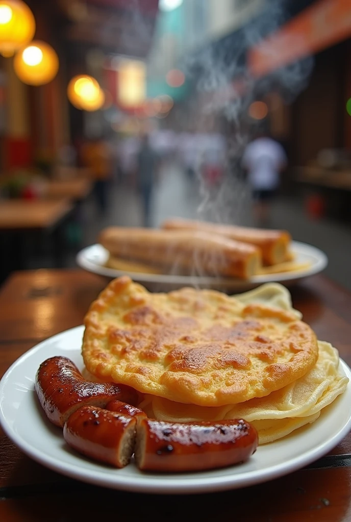 make a typical Malaysian roti canai and cut the sausage on top