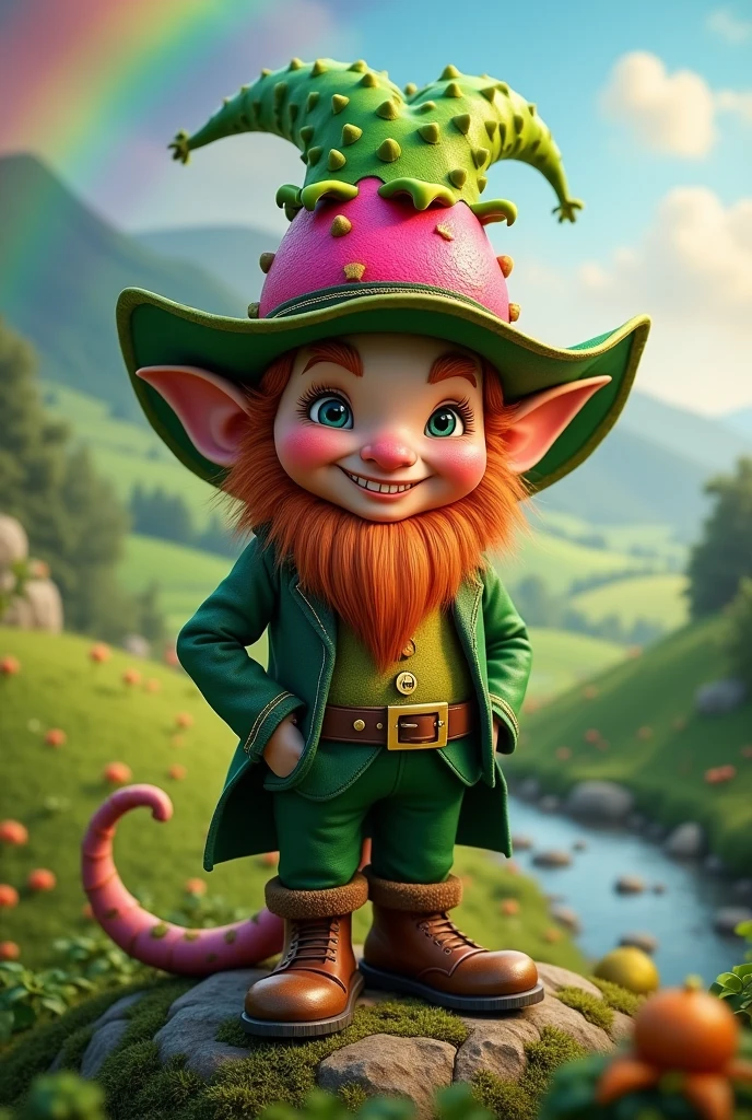 A leprechaun with a pitaya hat