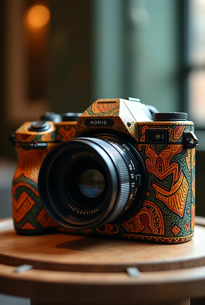 an advanced camera with african patterns with company named Korie