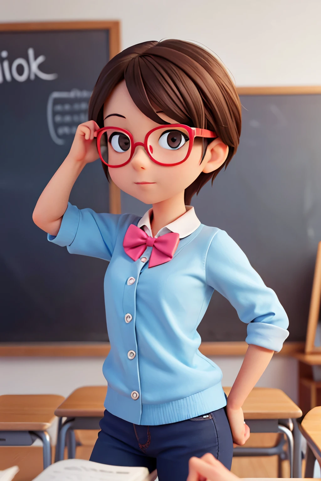 create an image of a teacher with glasses 
