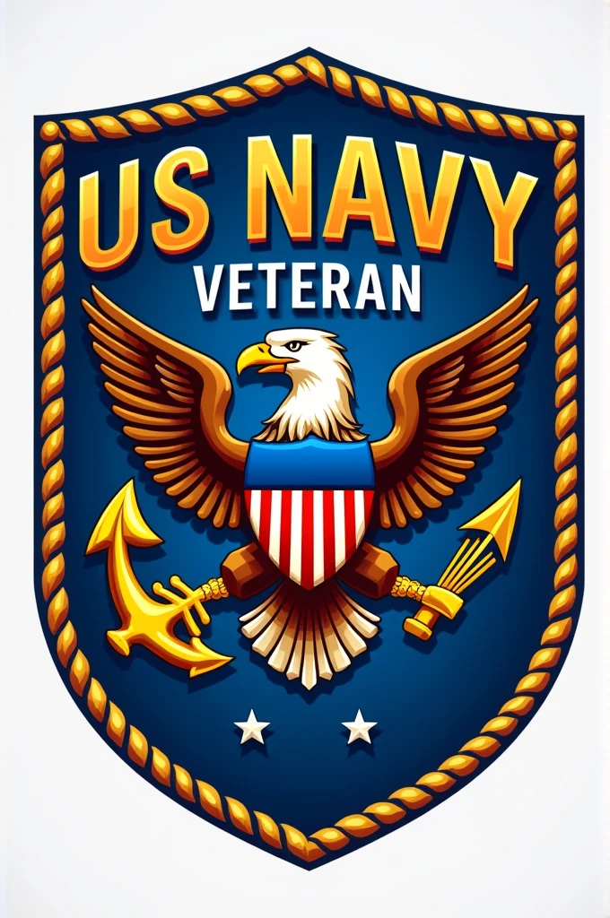 Create a shield emblem where "US Navy Veteran" is prominently displayed at the top. Below the shield, These designs can be customized further with different color schemes, fonts, and additional graphics to match the desired aesthetic.