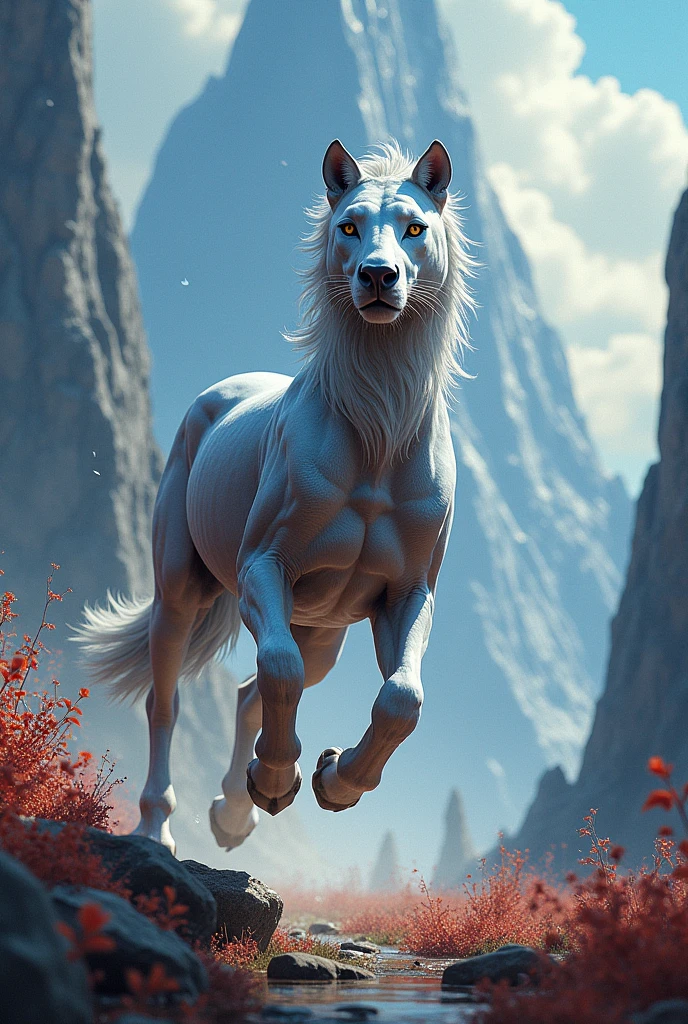 Alloy nue sur un cheval