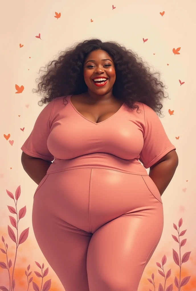 happy fat woman